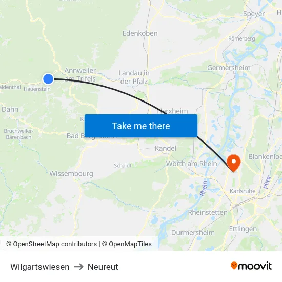 Wilgartswiesen to Neureut map