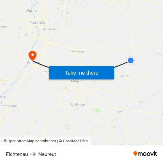 Fichtenau to Neureut map