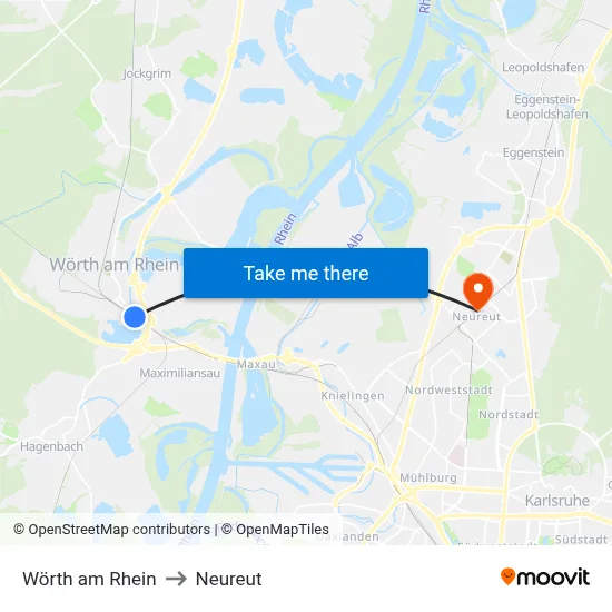 Wörth am Rhein to Neureut map