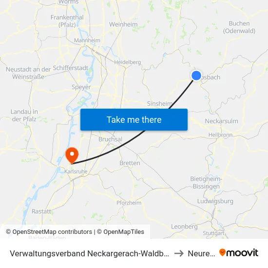 Verwaltungsverband Neckargerach-Waldbrunn to Neureut map