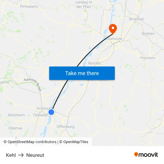 Kehl to Neureut map