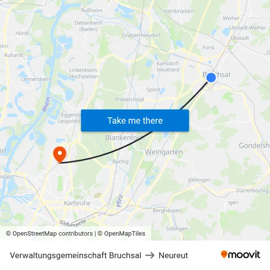 Verwaltungsgemeinschaft Bruchsal to Neureut map