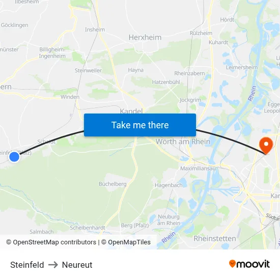 Steinfeld to Neureut map