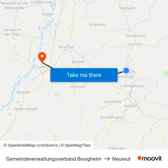 Gemeindeverwaltungsverband Besigheim to Neureut map