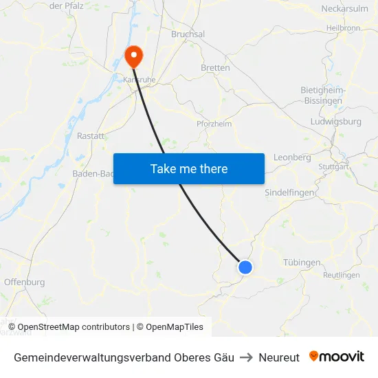 Gemeindeverwaltungsverband Oberes Gäu to Neureut map