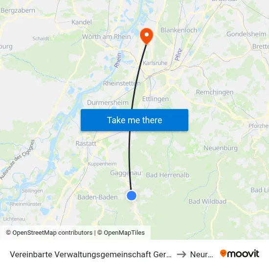 Vereinbarte Verwaltungsgemeinschaft Gernsbach to Neureut map