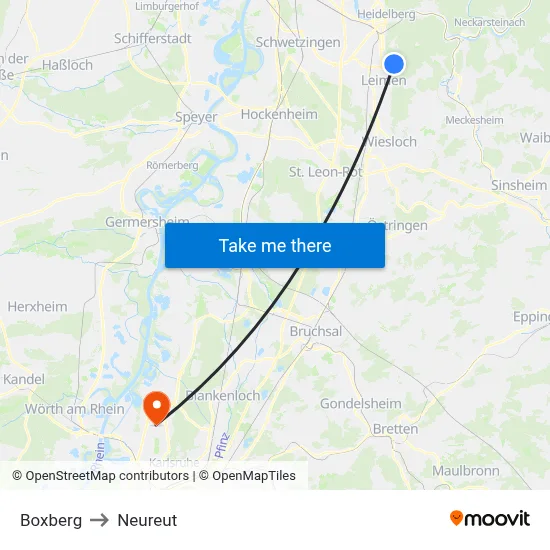 Boxberg to Neureut map