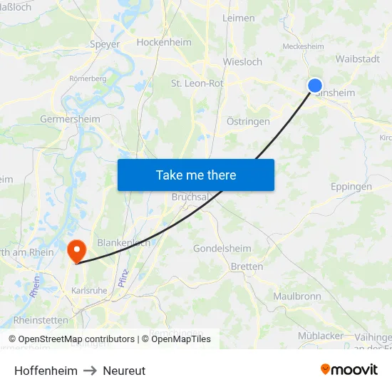 Hoffenheim to Neureut map