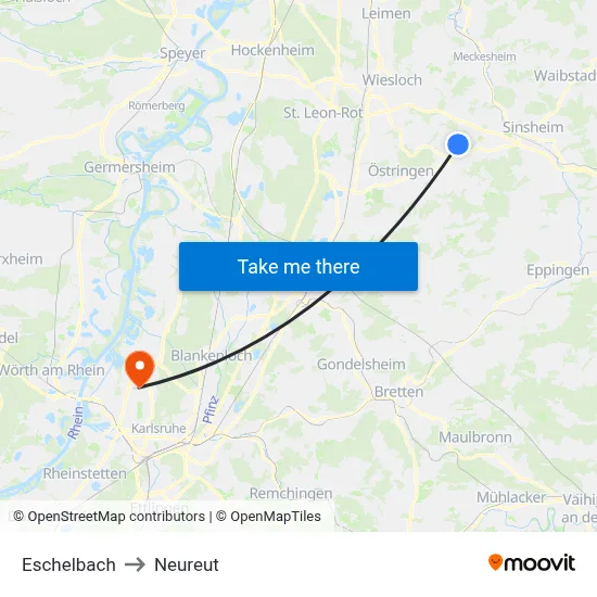 Eschelbach to Neureut map