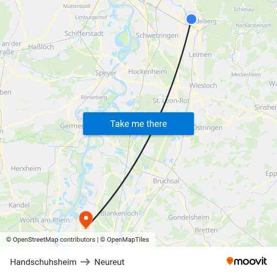 Handschuhsheim to Neureut map