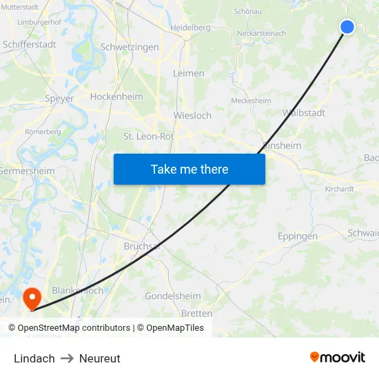 Lindach to Neureut map
