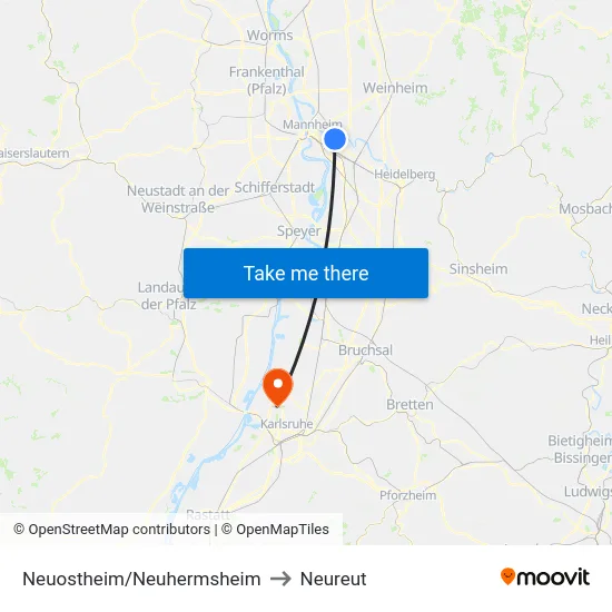 Neuostheim/Neuhermsheim to Neureut map