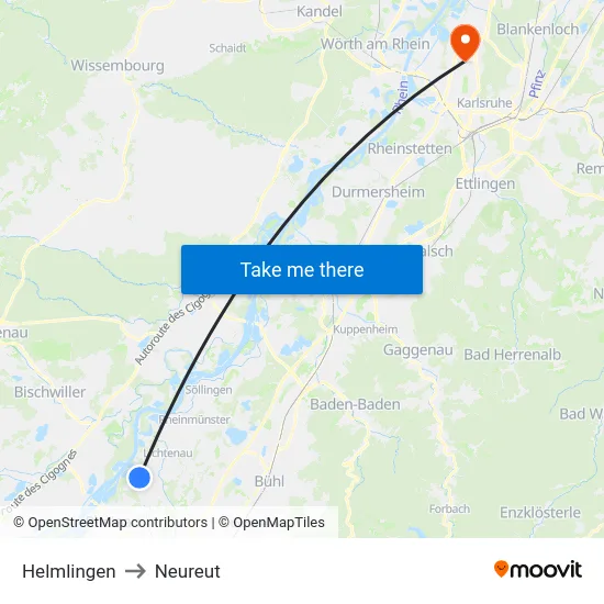 Helmlingen to Neureut map
