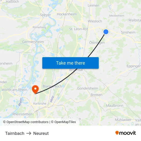 Tairnbach to Neureut map