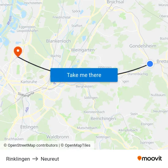 Rinklingen to Neureut map