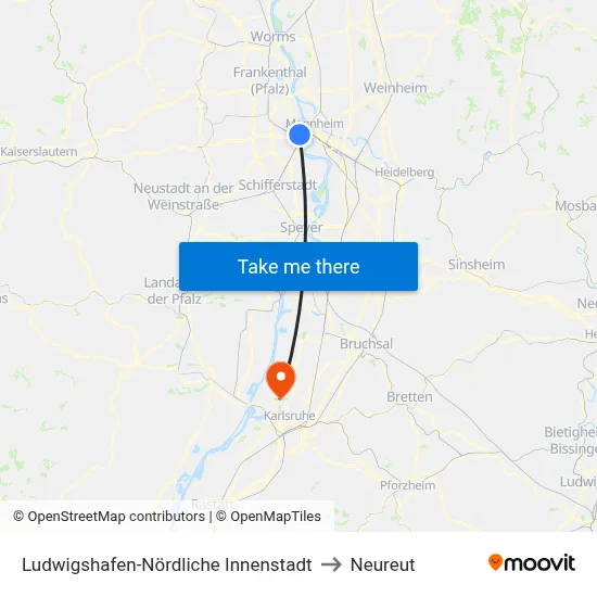 Ludwigshafen-Nördliche Innenstadt to Neureut map