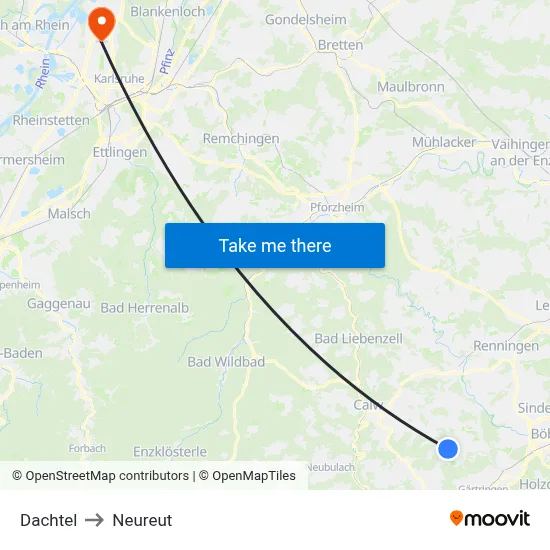 Dachtel to Neureut map