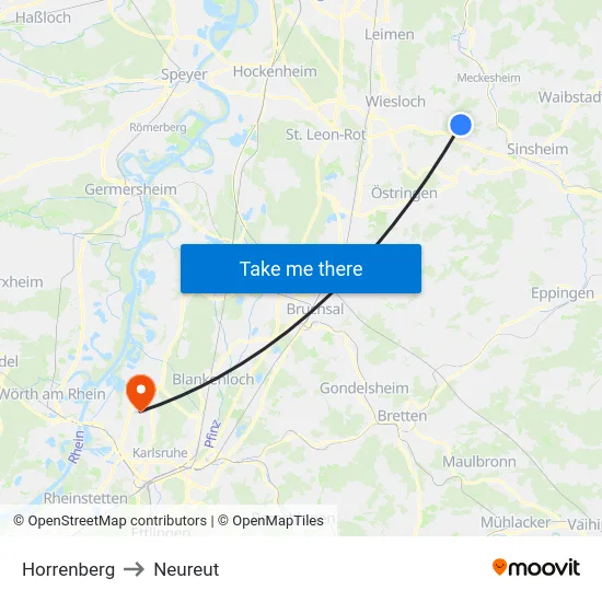 Horrenberg to Neureut map