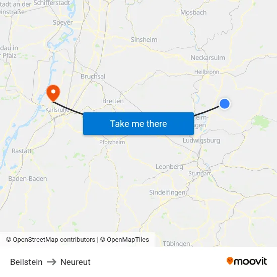 Beilstein to Neureut map