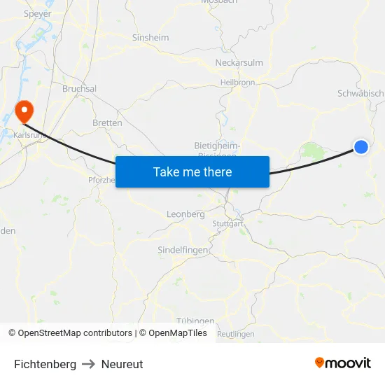 Fichtenberg to Neureut map