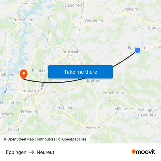 Eppingen to Neureut map