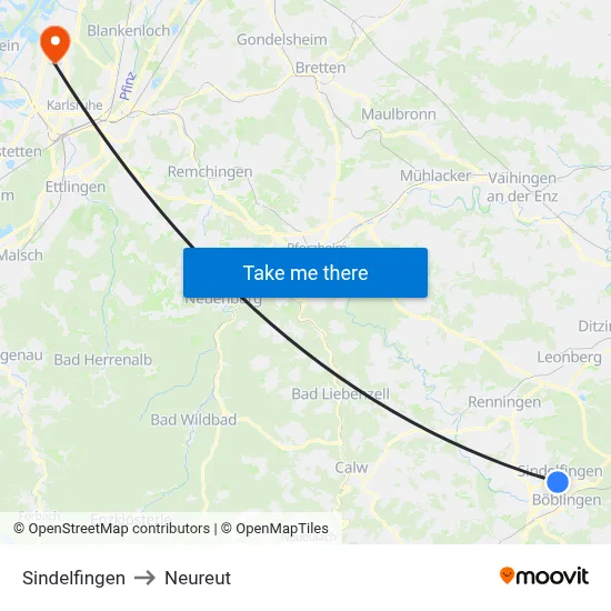 Sindelfingen to Neureut map