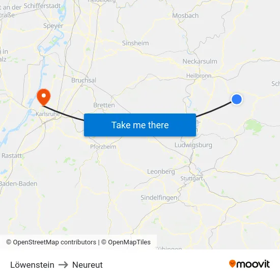 Löwenstein to Neureut map