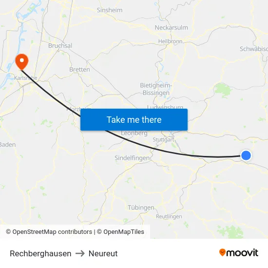 Rechberghausen to Neureut map