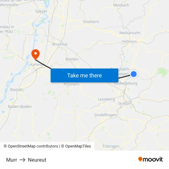 Murr to Neureut map