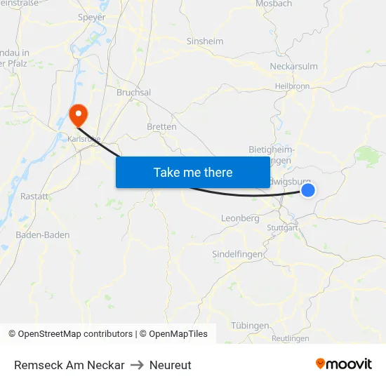 Remseck Am Neckar to Neureut map
