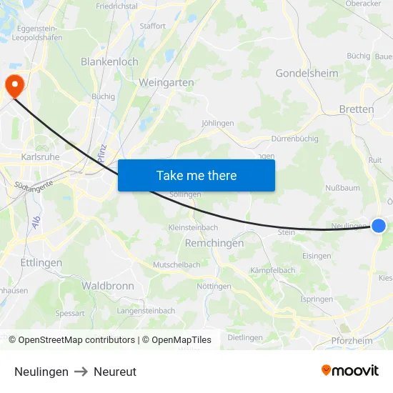Neulingen to Neureut map