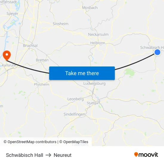 Schwäbisch Hall to Neureut map