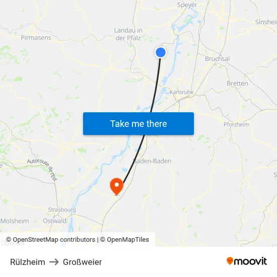 Rülzheim to Großweier map