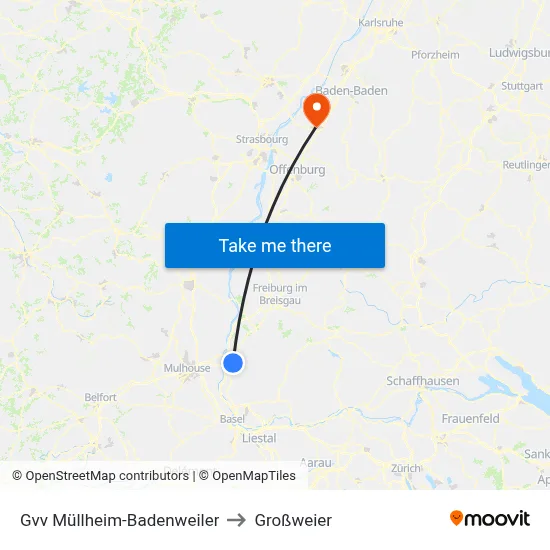 Gvv Müllheim-Badenweiler to Großweier map
