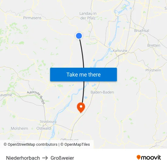 Niederhorbach to Großweier map