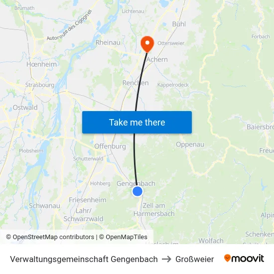Verwaltungsgemeinschaft Gengenbach to Großweier map