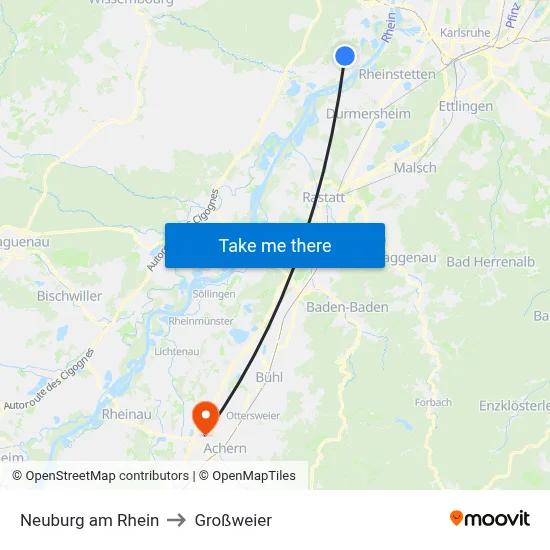 Neuburg am Rhein to Großweier map