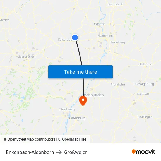 Enkenbach-Alsenborn to Großweier map