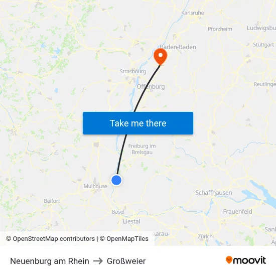 Neuenburg am Rhein to Großweier map