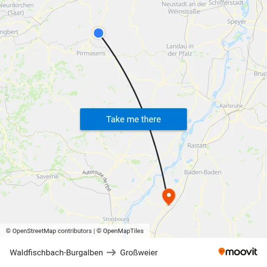 Waldfischbach-Burgalben to Großweier map