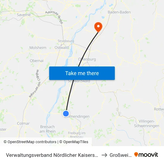 Verwaltungsverband Nördlicher Kaiserstuhl to Großweier map