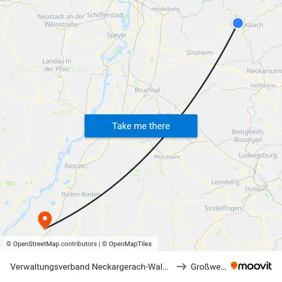 Verwaltungsverband Neckargerach-Waldbrunn to Großweier map
