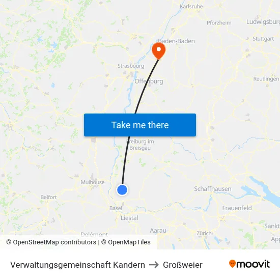 Verwaltungsgemeinschaft Kandern to Großweier map