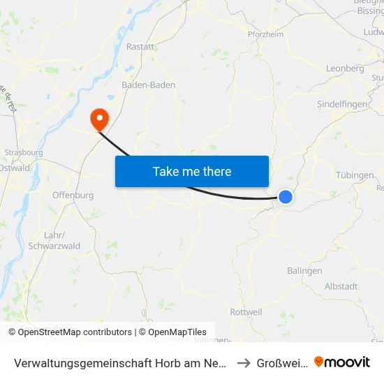 Verwaltungsgemeinschaft Horb am Neckar to Großweier map