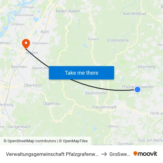 Verwaltungsgemeinschaft Pfalzgrafenweiler to Großweier map