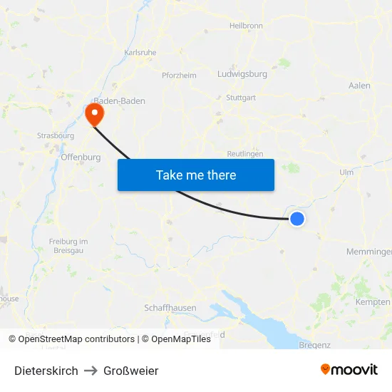 Dieterskirch to Großweier map