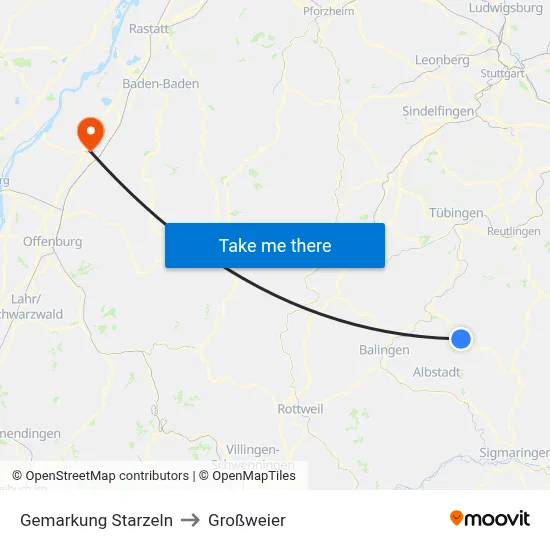 Gemarkung Starzeln to Großweier map