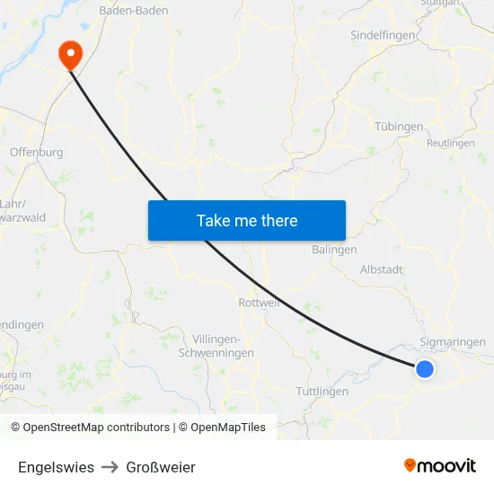 Engelswies to Großweier map