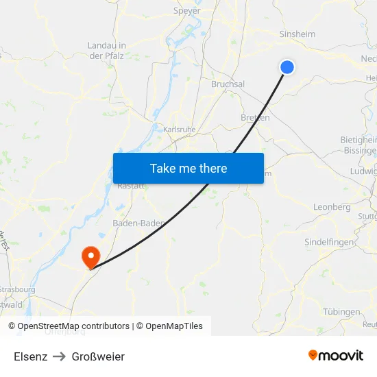 Elsenz to Großweier map