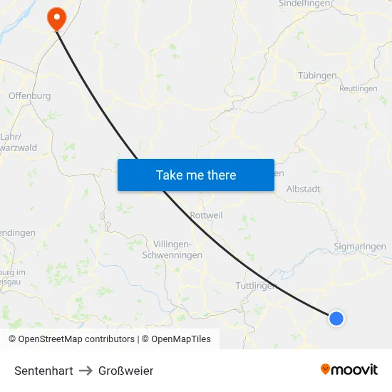 Sentenhart to Großweier map